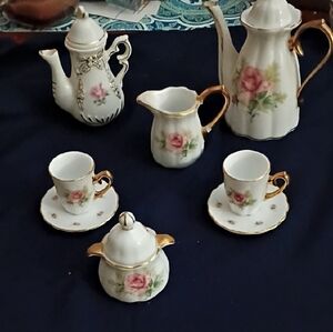 Elegant Floral Tea Set with Gold Accents